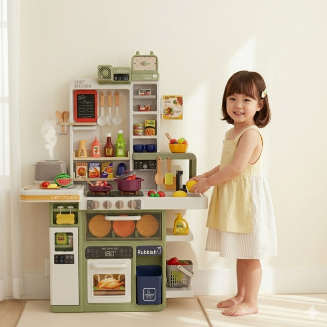 쉐프키친 주방놀이 + 소품 107p 풀 세트 아기 장난감, 1개