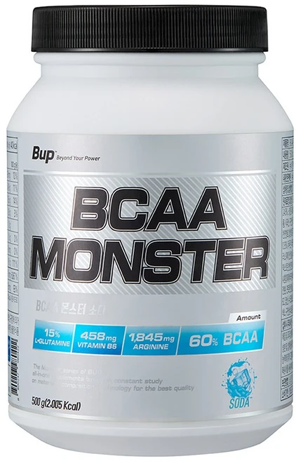 BUP BCAA몬스터 소다맛 류신 아미노산 헬스보충제 BCAA, 500g, 1개 - 쿠팡