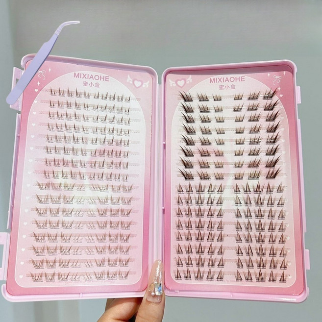 MorningSea 대용량 갈색 인조속눈썹 자연스러운 부분 속눈썹 연장 속눈썹북 260모, 1개