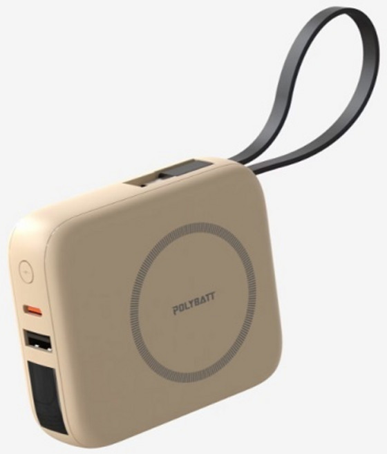 勁祥科技 POLYBATT 多功能無線快充行動電源10000mAh 輕巧便攜, 奶色, T10