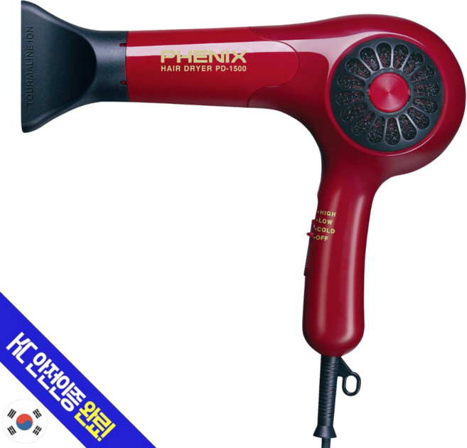 PHENIX 헤어드라이어 PD-1500 1200W, 레드