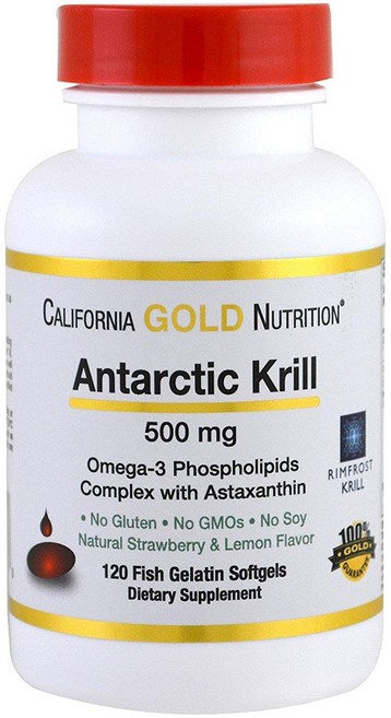 캘리포니아골드 딸기레몬맛 크릴오일 120캡슐 인지질 아스타잔틴 함유, 1개, 120정, 120정