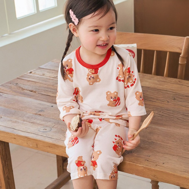 유아동 7부 텐셀모달 스판 실내복 빨간가방 아기내복