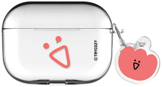 말랑말랑 베이직 에어팟3세대/에어팟4세대 클리어 케이스 +아크릴키링, 기쁨이, AirPods(4세대)
