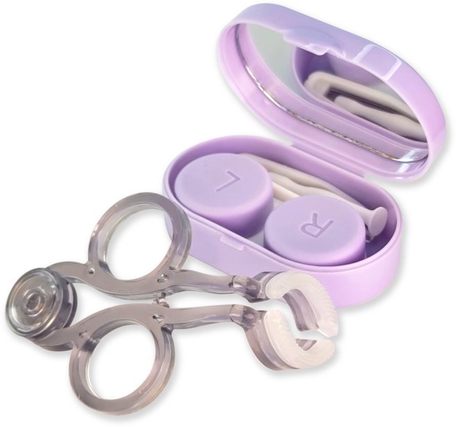 멜로하임 파스텔 아이오프너 세트 케이스 렌즈통 흡착봉 집게 소프트 콘택트 렌즈 끼는 도구