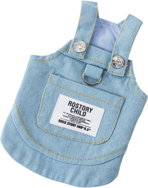 강아지 고양이 청멜빵 티셔츠 바지 치마 옷 냥슬아치 애견의류, 연청, 1개