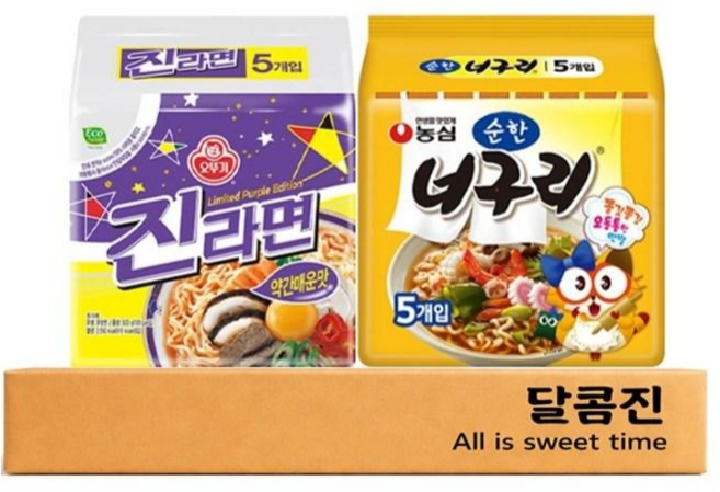 [달콤진] 진라면 약간매운맛 5P +순한너구리 5P, 1세트
