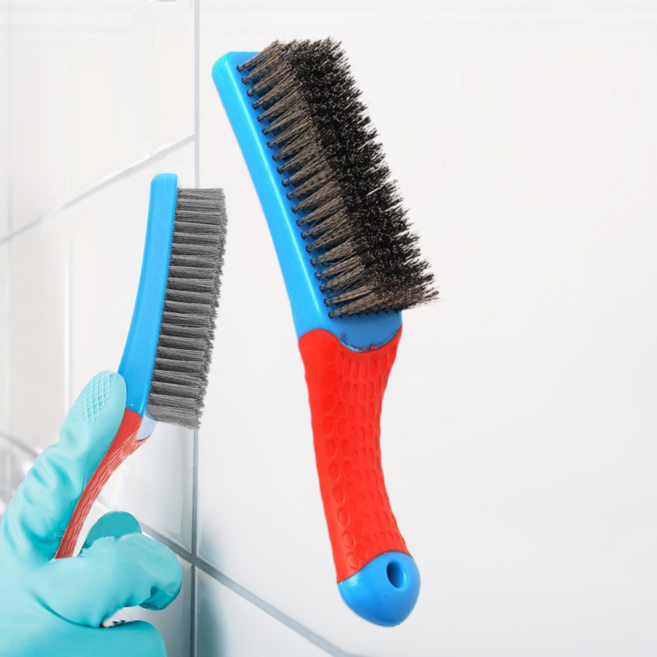 녹 제거 폴리싱 오물 청소용 철솔 와이어 청소솔 스텐브러쉬, 1개, 레드 핸들