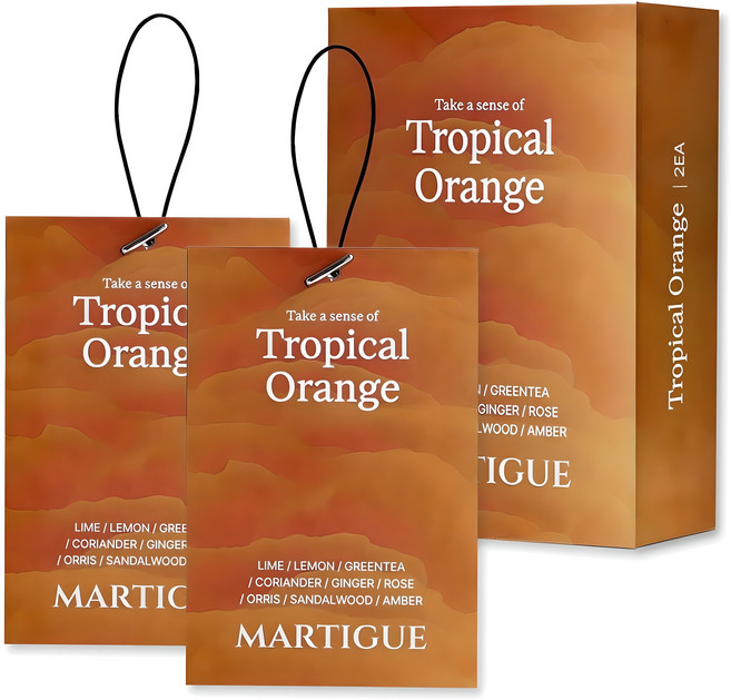 마르티그 퍼퓸 샤쉐 차량용 방향제 2p, 1세트, 트로피칼 오렌지