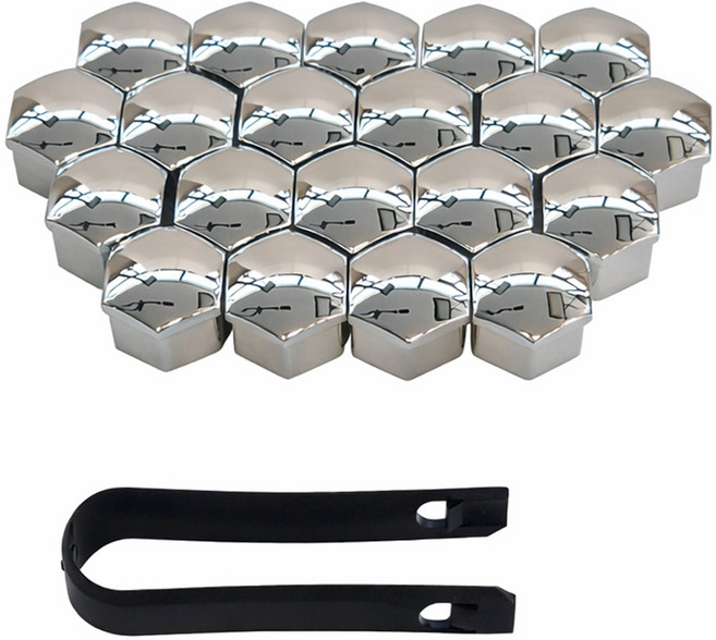 차량 휠 너트 보호 가드 17mm 휠캡 휠커버, 실버  휠캡20개+탈착집게1개, 1세트