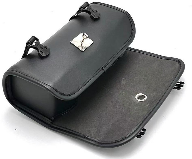 復古改裝摩托車電動車掛包，防水工具包，通用側邊包, 1#黑色帶鎖一個, 黑色