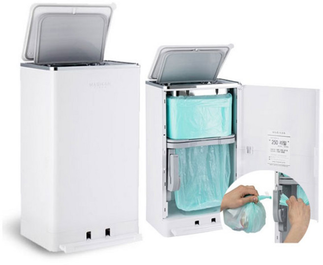 매직캔 히포2 휴지통, 크롬화이트