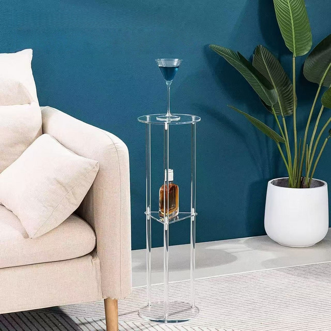 YAPOGI 깔끔한 투명 아크릴 인테리어 소품 사이드 테이블, 스타일 B, 20×20×61cm