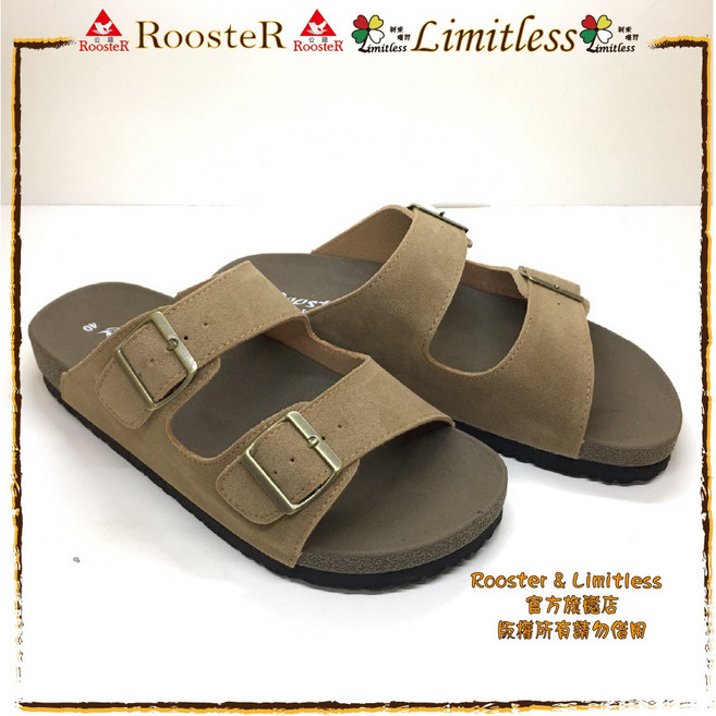 ROOSTER公雞 基本款二條式可調扣帶柏肯拖鞋 精緻手工男生拖鞋, 灰色, 265