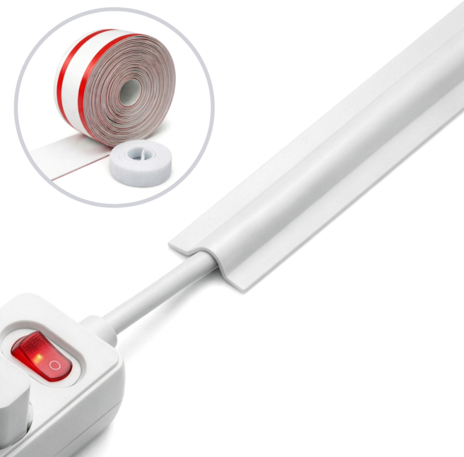 미늄 잘라쓰는 5m 대용량 전선 몰딩 가리개 선정리 벨크로, 화이트, 1세트