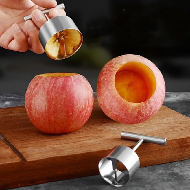 쿠코아 한번에 쏙 304 스테인리스 사과 배 과일씨 제거기 도구 2종 세트, 1세트