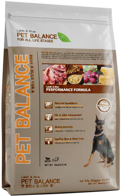 펫발란스 전연령 강아지 건식사료, 양+쌀, 10kg, 1개
