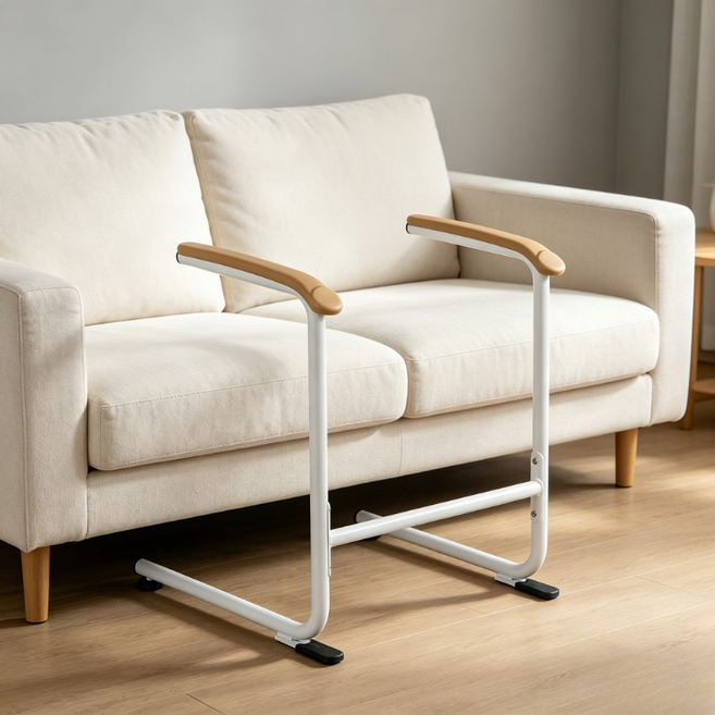 노인 기립 보조기 소파 일어나는 보조 손잡이 노인 안전 보조기 변기 안전 손잡이, 원목색, 1개