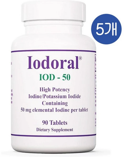 옵티목스 이오도랄 IOD 50 요오드 포타슘 50mg Optimox Iodoral, 90정, 5개 - 쿠팡