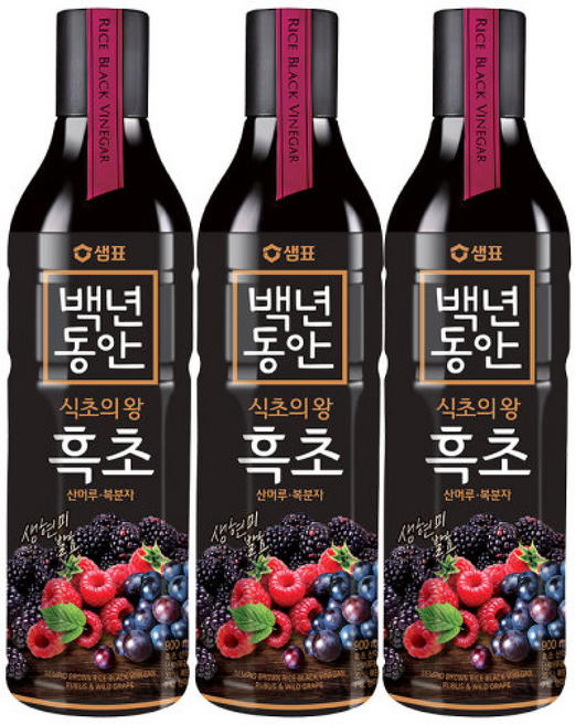 샘표 백년동안 흑초 산머루복분자, 3개, 900ml