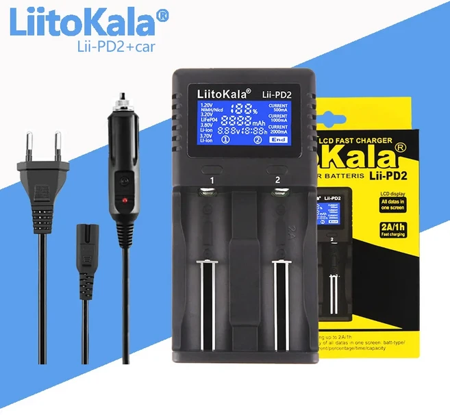 LiitoKala Lii-500 LCD 3.7V/1.2V 18650/26650/16340/14500/18500 배터리 충전기, 01 빠른, 07 Lii-PD2(car)