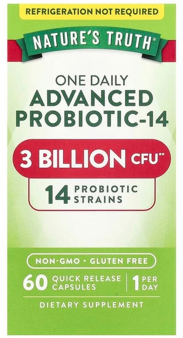 Nature's Truth 원 데일리 어드밴스드 프로바이오틱-14 30억CFU 빠른 방출 캡슐 60정 Truth (네이처스 트루스), Nature's Truth 원 데일리 어드밴스드 프로바, 1개 - 쿠팡