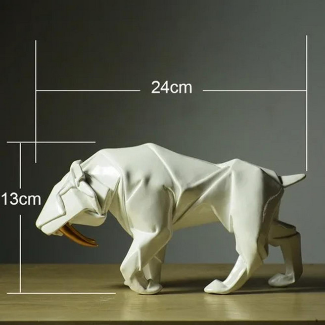 심플 크리에이티브 레진 종이접기 동물 장식물 매머드 칼날 거실 책상 장식품, 1개, 색상: 1. white-B