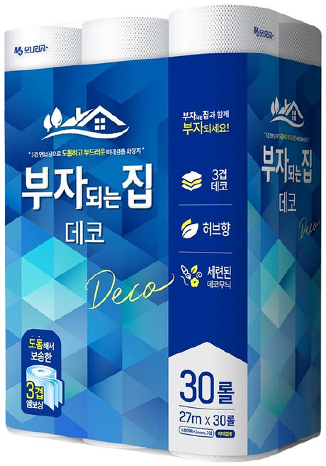 [모나리자] 부자되는집 3겹 30롤 27M, 1, 30