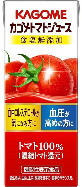 가고메 토마토주스 소금 무첨가 농축 토마토 환원 기능성 표시 식품 200ml 종이팩×12개입