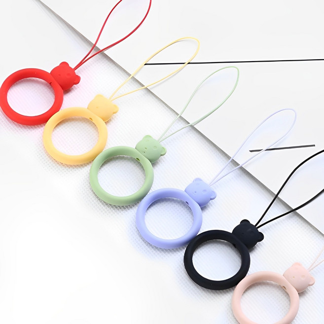 웨젼 곰돌이 실리콘 스트랩 핸드폰 연결고리 12 컬러, 12개, 혼합색상