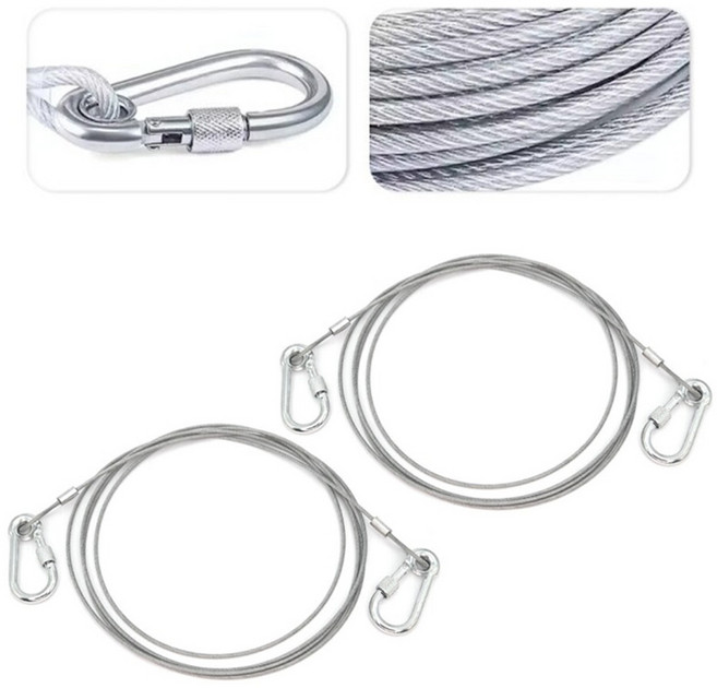 아이베란다 스틸 코팅 와이어 걸이 카라비너 연결 줄, 2개