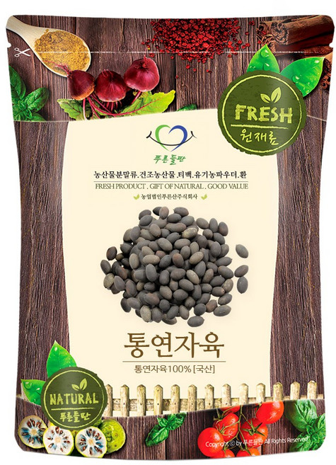 푸른들판 국산 연자육 연꽃씨 차 안깐 연자 연꽃씨앗, 300g, 1개