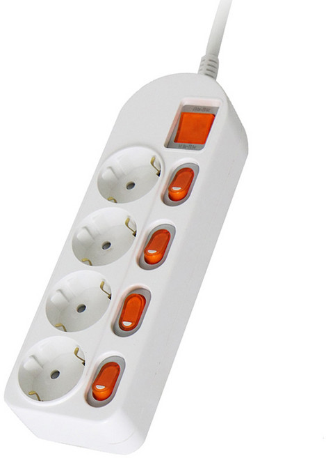 정비공 국산 멀티탭 4구 5m 과부하 차단 안전 접지 개별 스위치 멀티 콘센트, 화이트, 1개