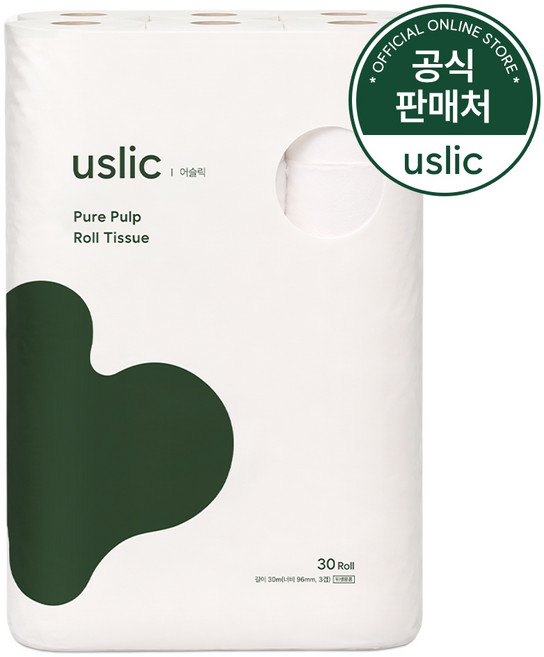 [국내제조] 어슬릭 부드러운 먼지적은 화장지 무형광, 1개, 30개입, 30m
