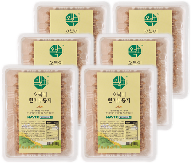 오복이 국내산 수제 현미 누룽지, 500g, 6개