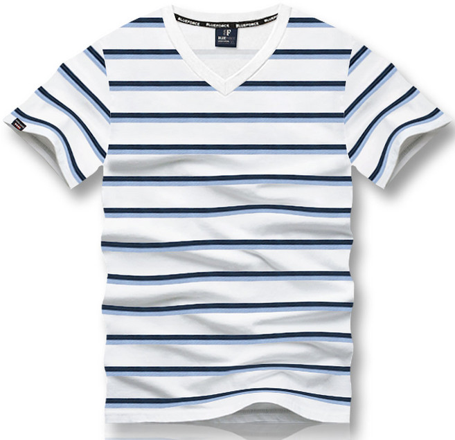 블루포스 레그민 브이넥 단가라 반팔티 [국내생산] 스트라이프 티셔츠