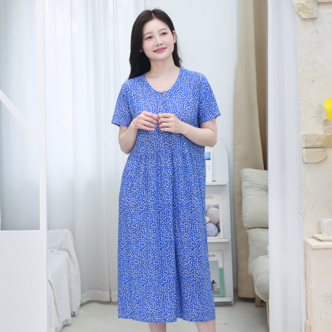 별별모아 여름 반팔 플라워 냉장고 원피스잠옷 홈웨어원피스