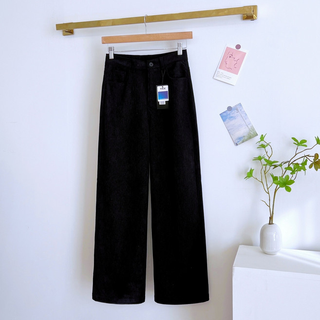더마르 [3가지기장] 코듀로이 겨울 하이웨스트 융 기모 안감 세미와이드 여성 팬츠