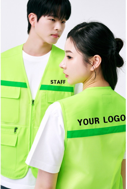 다재다능민들레 멀티반사 작업조끼 포켓형 망사 상호 로고(인쇄가능)