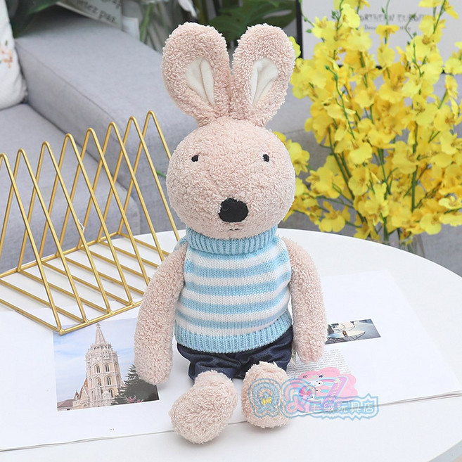 사랑스러운 동물 르 수크레 토끼 스트라이프 도트 민소매 스웨터 인형 아동 생일 선물 1, about 45cm, stripe brown doll1p, 1개