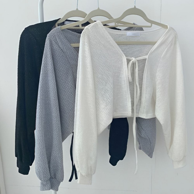 스타일에버 봄 크롭 숏 가디건 볼레로 여리핏 스트링 니트 데일리 코디