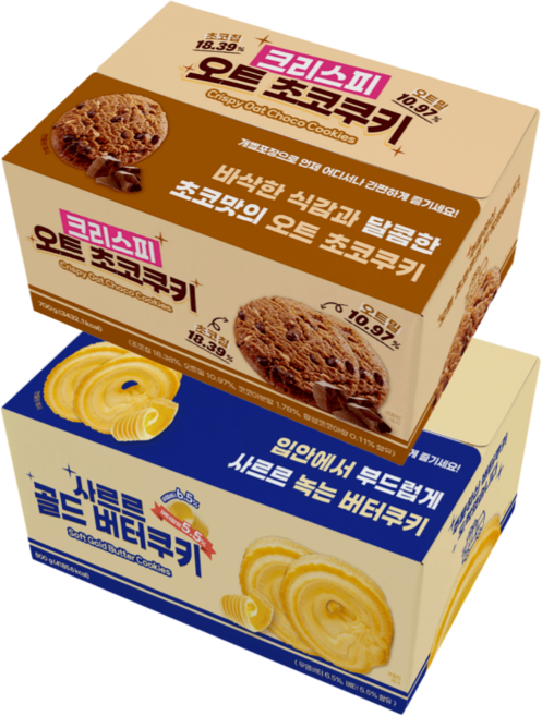 사르르 버터쿠키 800g + 크리스피 오트 초코쿠키 700g 대용량 쿠키 비스킷 업소용 사무실 회사 간식 스낵 핑거푸드 개별 포장