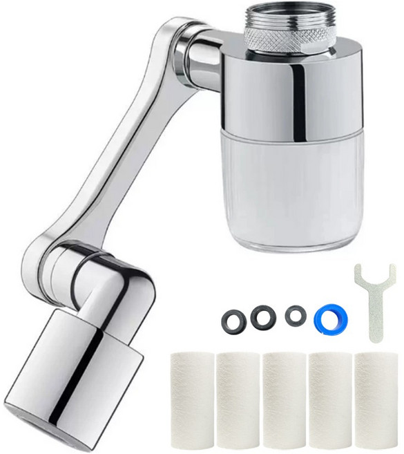 [국산필터] 다잘 1080도 회전 각도조절 듀얼분사 워터탭, 1개