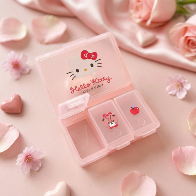 일루오슈 키티 약통 알약 케이스 영양제 휴대용 여행용, 핑크, 1개