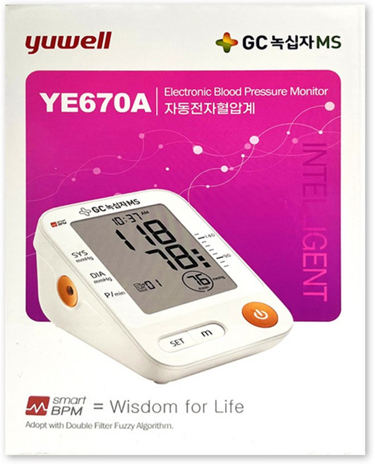 CG녹십자 녹십자 유웰 가정용 자동전자혈압계 혈압측정기 YE670A, 1개