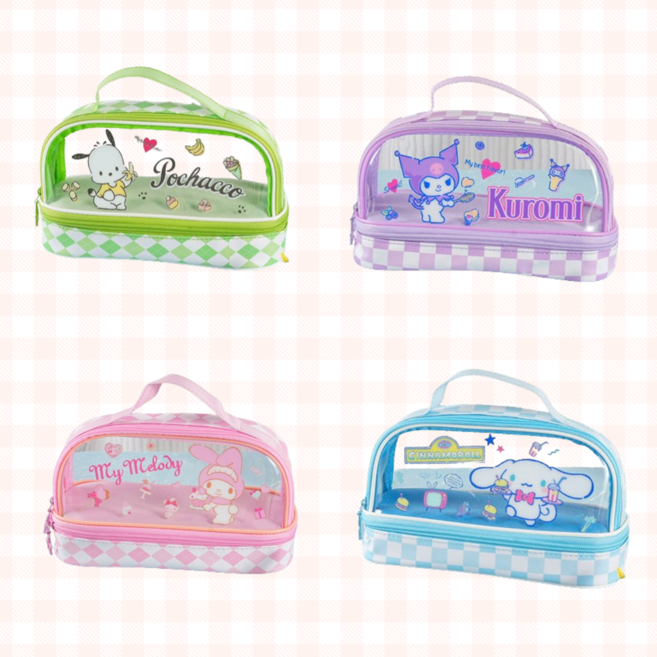 문구보따리 산리오 투명 2단 파우치 필통, 1개, 쿠로미