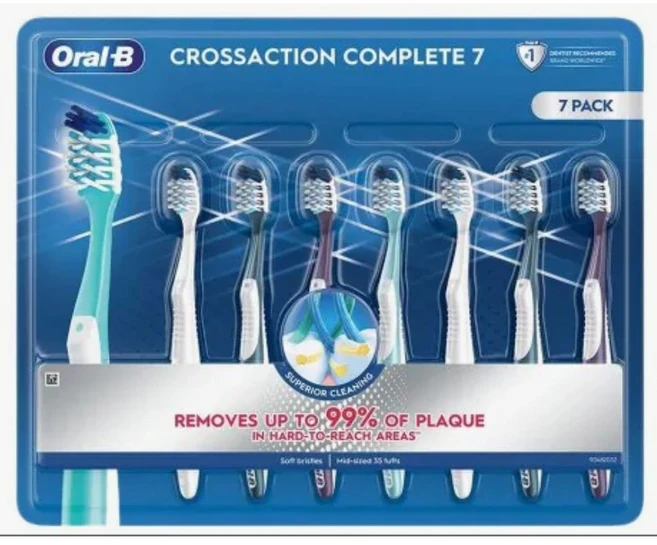 ORAL-B 오랄비 크로스액션 컴플릿7 부드러운모 칫솔 7개 1세트, 7개입, 1개 - 쿠팡