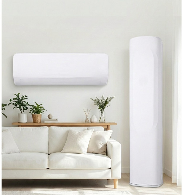 쇼핑원더 벽걸이 스탠드 2in1 에어컨 커버 세트, 화이트