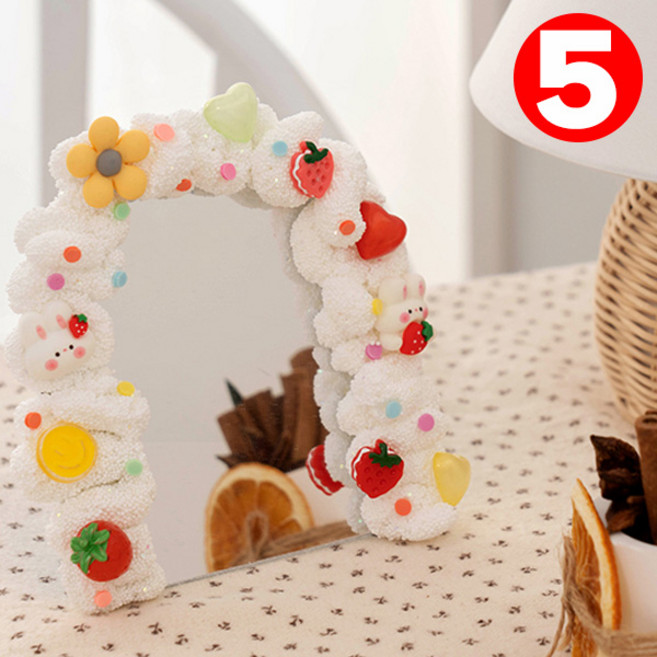 아이베이비아트 클레이 폼미러 DIY만들기세트 거울만들기 미니손거울꾸미기 데코덴 접이식휴대용손거울, 5개, 딸기파티