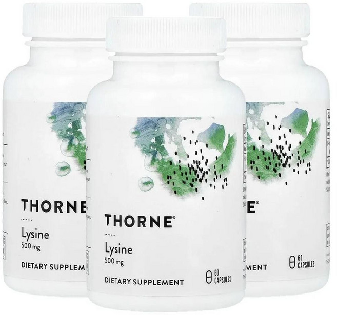 쏜리서치 라이신 아미노산 L 라이신염산염 Thorne Lysine 500mg 60캡슐 3병, 60정, 3개